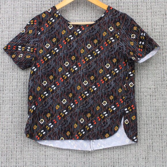 Mo:vint By Anthropologie Blouse Top Womens XS Multicolor Short Sleeve Casual NWT - Picture 1 of 9